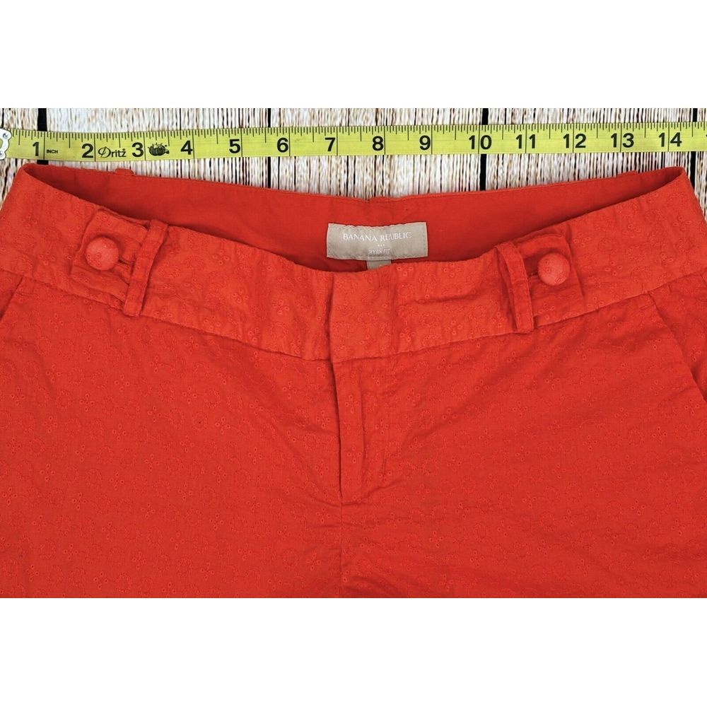 Banana Republic Eyelet Shorts Women's Sz 4 Ryan Fit Embroidered Orange - Picture 5 of 6